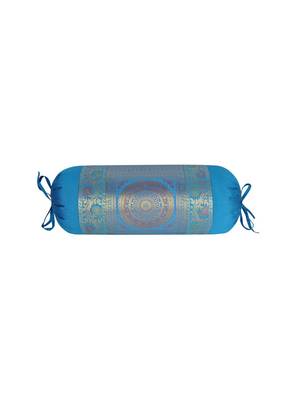 Lal Haveli Decorative Round Bolster Pillow Cover Turquoise Color 30 x 15 Inch 1