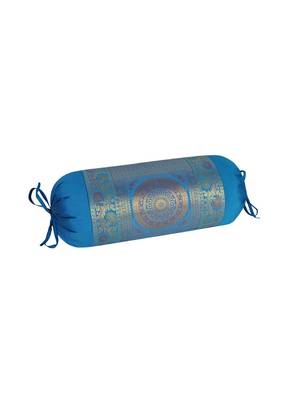 Lal Haveli Decorative Round Bolster Pillow Cover Turquoise Color 30 x 15 Inch 2