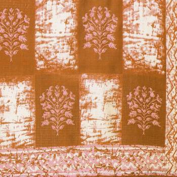 Mustard Printed Art Silk Saree With Blouse 5