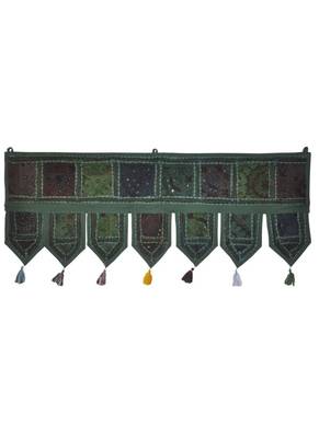 Handcrafted Patchwork Embroidered Design Cotton Door Hanging 37 X 17 Inches 1