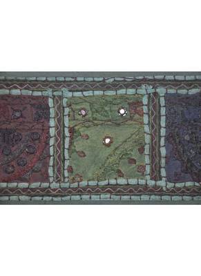 Handcrafted Patchwork Embroidered Design Cotton Door Hanging 37 X 17 Inches 2