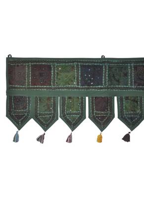 Handcrafted Patchwork Embroidered Design Cotton Door Hanging 37 X 17 Inches 3
