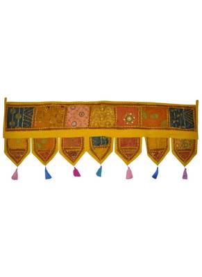 Vintage Door Hanging Zari Embroidery Patchwork Tapestry 43 By 16 Inches 1