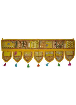 Vintage Door Hanging Zari Embroidery Patchwork Tapestry 43 By 16 Inches 1