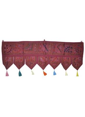 Handmade Embroidered Cotton Mirror Work Door Hanging Toran 42 By 16 Inches 1