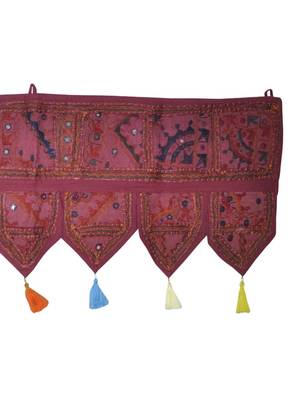 Handmade Embroidered Cotton Mirror Work Door Hanging Toran 42 By 16 Inches 4