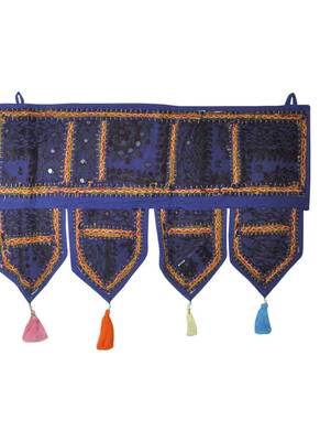 Decorative Cotton Mirror Work Embroidered Door Hanging Toran 42 By 16 Inches 4