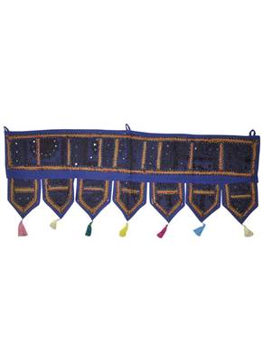 Mirror Work Embroidered Cotton Door Hanging Toran 42 By 16 Inches 1