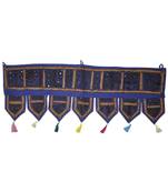 Mirror Work Embroidered Cotton Door Hanging Toran 42 By 16 Inches