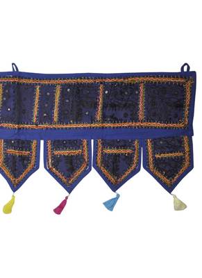 Mirror Work Embroidered Cotton Door Hanging Toran 42 By 16 Inches 4