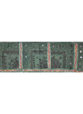 Lal Haveli Heavy Embroidered Cotton Mirror Work Door Hanging Toran 42 By 16 Inches 2