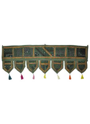 Lal Haveli Elegant Cotton Mirror Work Embroidered Door Hanging Toran 42 By 16 Inches 1