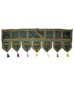 Lal Haveli Elegant Cotton Mirror Work Embroidered Door Hanging Toran 42 By 16 Inches