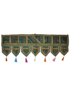 Cotton Mirror Work Embroidered Designer Door Hanging Toran 42 By 16 Inches 1
