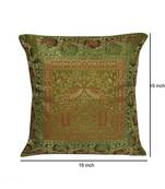 Lal Haveli Decorative Elephant Peacock Square Silk Cushion Cover 16 X 16 inches