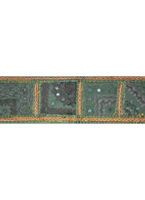 Handmade Mirror Work Embroidered Cotton Door Hanging Toran 42 By 16 Inches 2