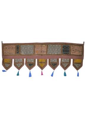 Lalhaveli Cotton Patchwork Embroidery Window Valance Hanging 42" x 16" 1