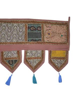 Lalhaveli Cotton Patchwork Embroidery Window Valance Hanging 42" x 16" 3