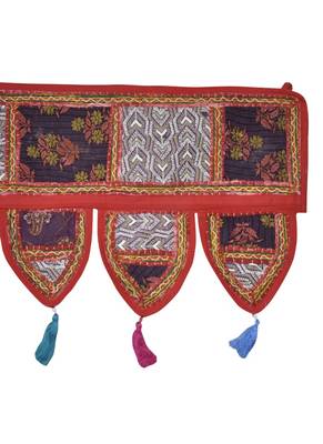 Handmade Patchwork Embroidery Cotton Door Hanging 42 By 16 Inches 3