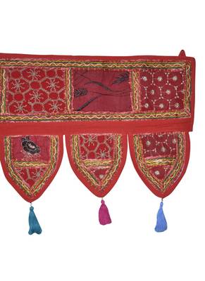 Handmade Patchwork Embroidery Cotton Door Hanging 42 By 16 Inches 3