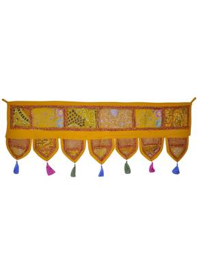 Rajasthani Patchwork Embroidery Cotton Door Hanging 42 By 16 Inches 1