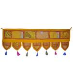Rajasthani Patchwork Embroidery Cotton Door Hanging 42 By 16 Inches