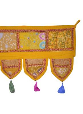 Rajasthani Patchwork Embroidery Cotton Door Hanging 42 By 16 Inches 3