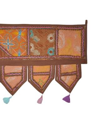 Unique Jaipuri Embroidery Patchwork Cotton Door Hanging 42 By 16 Inches 3