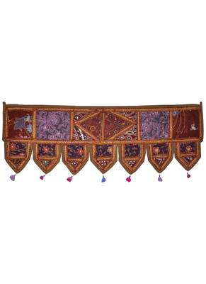 Heavy Embroidery Work Patchwork Cotton Door Hanging 42 By 16 Inches 1