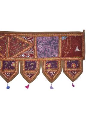Heavy Embroidery Work Patchwork Cotton Door Hanging 42 By 16 Inches 3