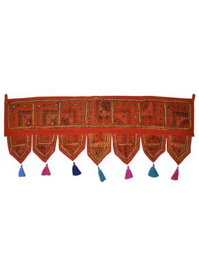 Lal Haveli Elegant Handmade Traditional Design Embroidery Patchwork Design Cotton Tapest. 1