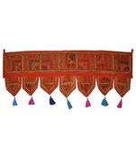 Lal Haveli Elegant Handmade Traditional Design Embroidery Patchwork Design Cotton Tapest.