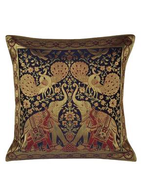 Lal Haveli Designer Silk Fabric Sofa Cushion Cover 16 X 16 inches 1