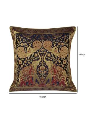 Lal Haveli Designer Silk Fabric Sofa Cushion Cover 16 X 16 inches 4