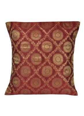 Lal Haveli Ethnic Elegant Silk Cushion Cover Sofa Decor 16 X16 inches 1