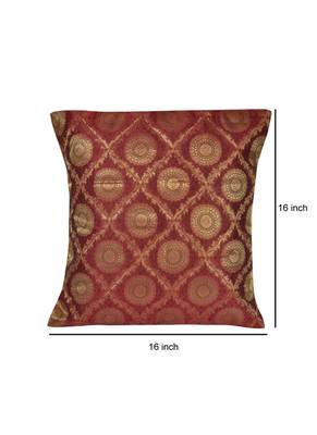 Lal Haveli Ethnic Elegant Silk Cushion Cover Sofa Decor 16 X16 inches 4