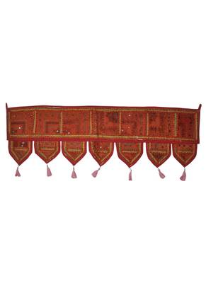 Traditional Embroidered Patchwork Design Cotton Door Valance 107 x 40 Cm 1