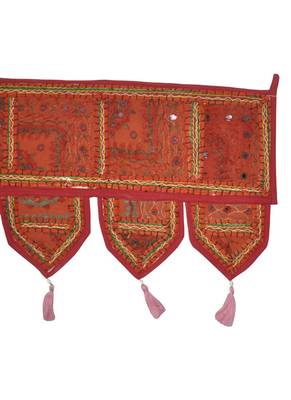 Traditional Embroidered Patchwork Design Cotton Door Valance 107 x 40 Cm 4