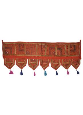Traditional Design Embroidered & Mirror Decoraitve Patchwork Door Toran 107 x... 1