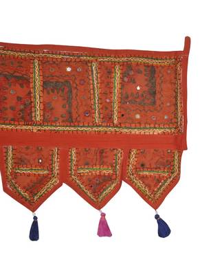 Traditional Design Embroidered & Mirror Decoraitve Patchwork Door Toran 107 x... 4