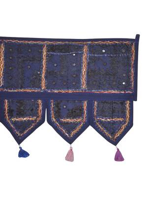 Rajasthani Handmade Embroidery Mirror Work Design Door Valance 107 x 40 Cm 4