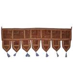 Lal Haveli Mirror Work Vintage Embroidery Cotton Door Hanging 42 By 16 Inches