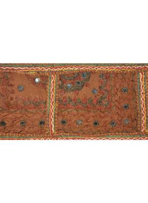 Lal Haveli Mirror Work Vintage Embroidery Cotton Door Hanging 42 By 16 Inches 2