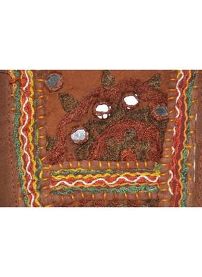 Lal Haveli Mirror Work Vintage Embroidery Cotton Door Hanging 42 By 16 Inches 3