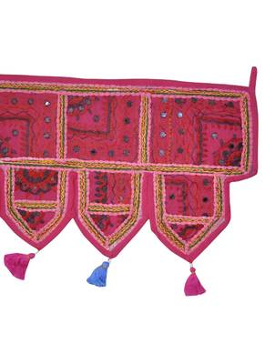Lalhaveli Patchwork Mirror Work Embroidery Cotton Door Hanging 42 By 16 Inche... 4