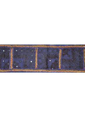 Lalhaveli Ethnic Patchwork Mirror Work Cotton Door Hanging 42 By 16 Inches Blue 2