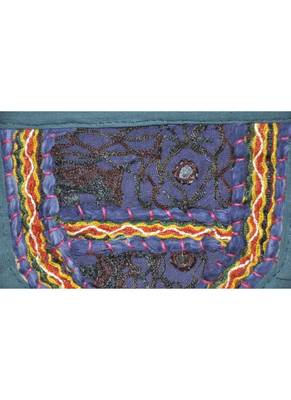 Lalhaveli Ethnic Patchwork Mirror Work Cotton Door Hanging 42 By 16 Inches Blue 3