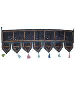 Lalhaveli Ethnic Patchwork Mirror Work Cotton Door Hanging 42 By 16 Inches