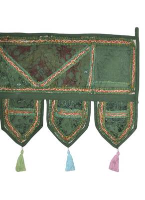 Lal Haveli Decorative Patchwork Mirror Work Cotton Door Hanging 42 By 16 Inche. 4