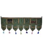 Lalhaveli Decorative Patchwork Mirror Work Cotton Door Hanging 42 By 16 Inche...